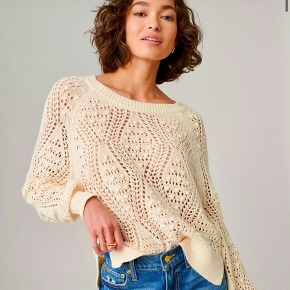 NWOT Lucky Brand Open Stitch Pullover Sweater Sz XXL - Picture 2 of 10